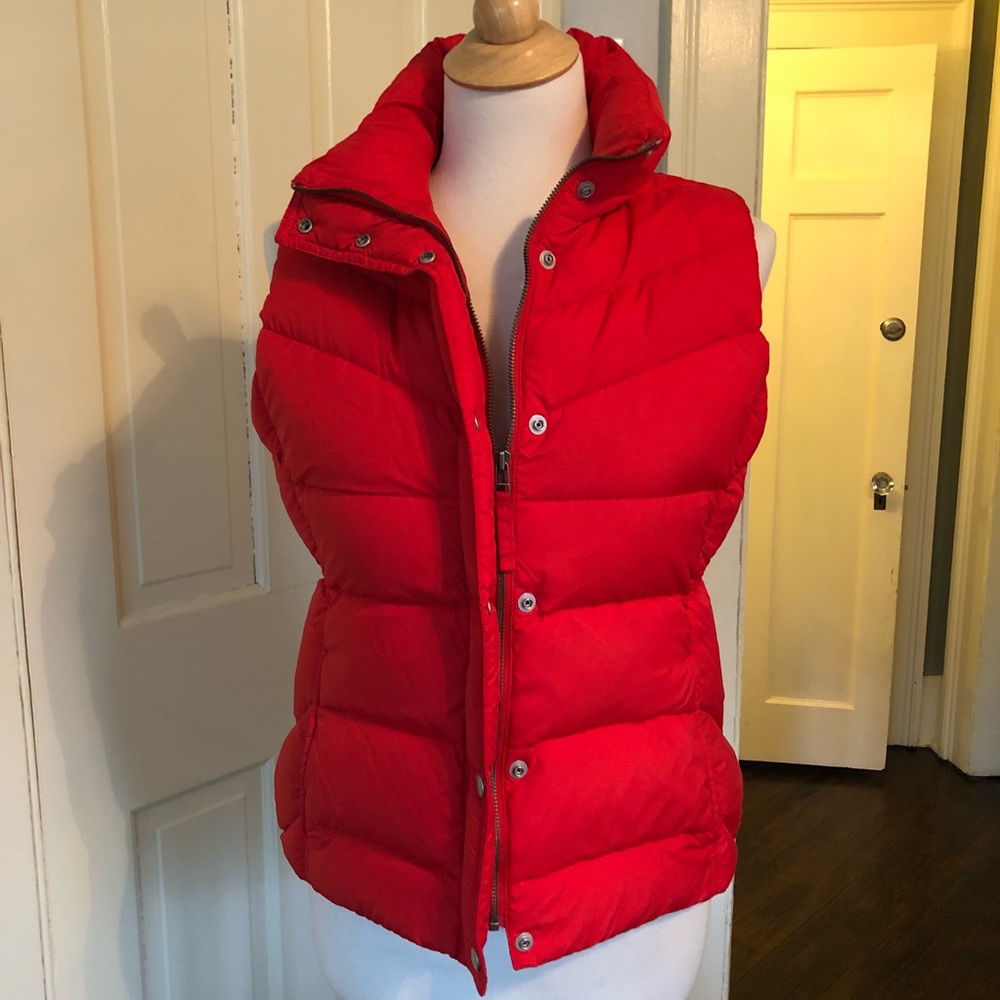 J. Crew Bright Red Puffer Vest